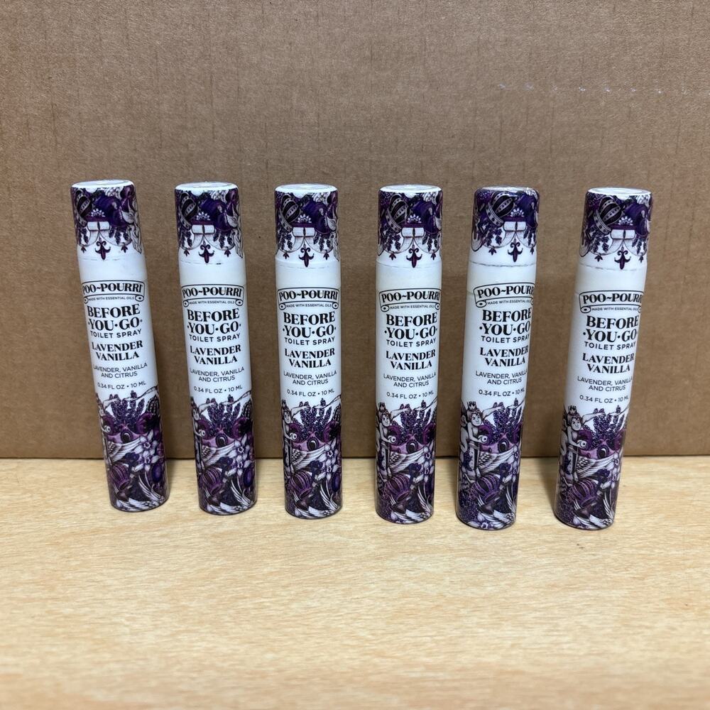 Poo-Pourri Lavender Vanilla Scent Odor Eliminator 10 ml Liquid - 6 Pack New